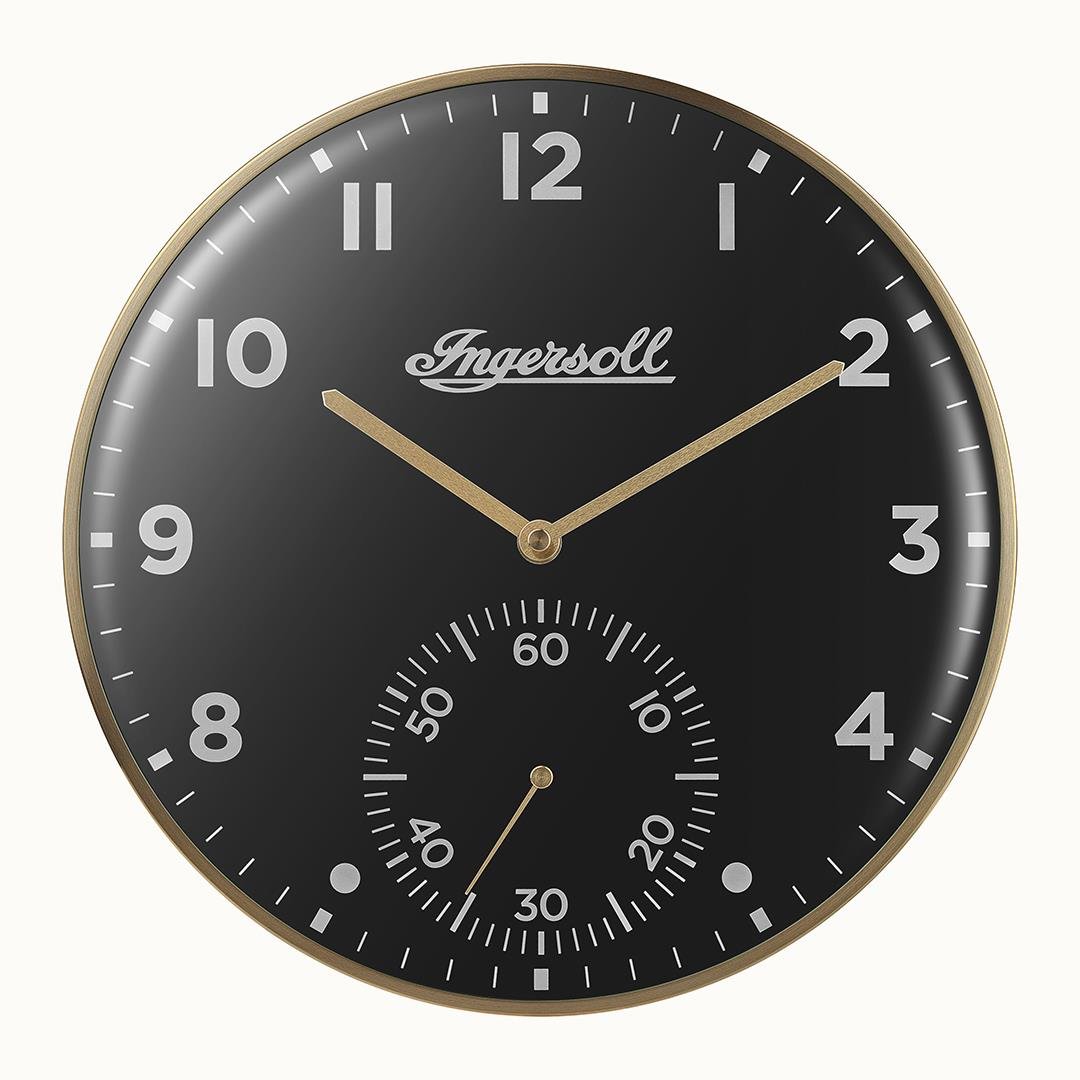 IC003GB INGERSOLL QUARTZ 30CM WALL CLOCK - GOLD/BLACK
