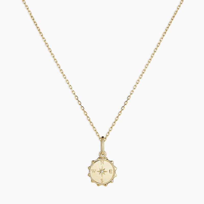 Diamond Compass Charm Necklace