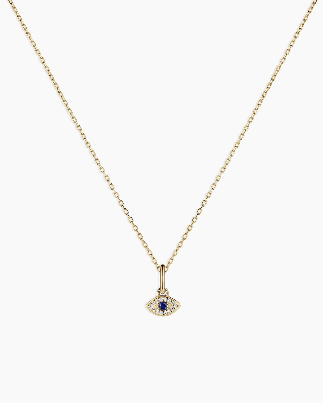 Diamond and Blue Sapphire Evil Eye Charm Necklace
