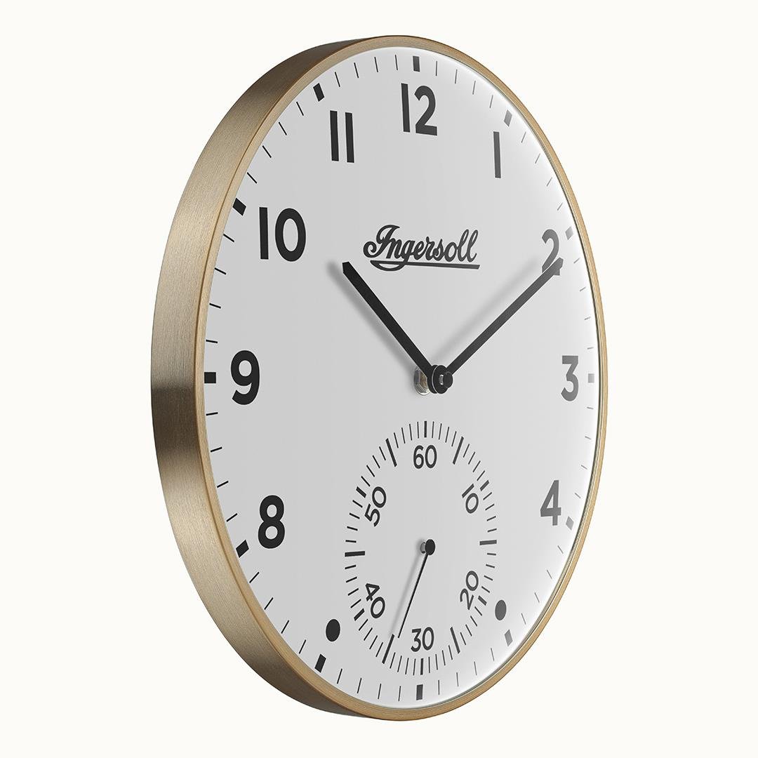 IC003GW INGERSOLL QUARTZ 30CM WALL CLOCK - GOLD/WHITE