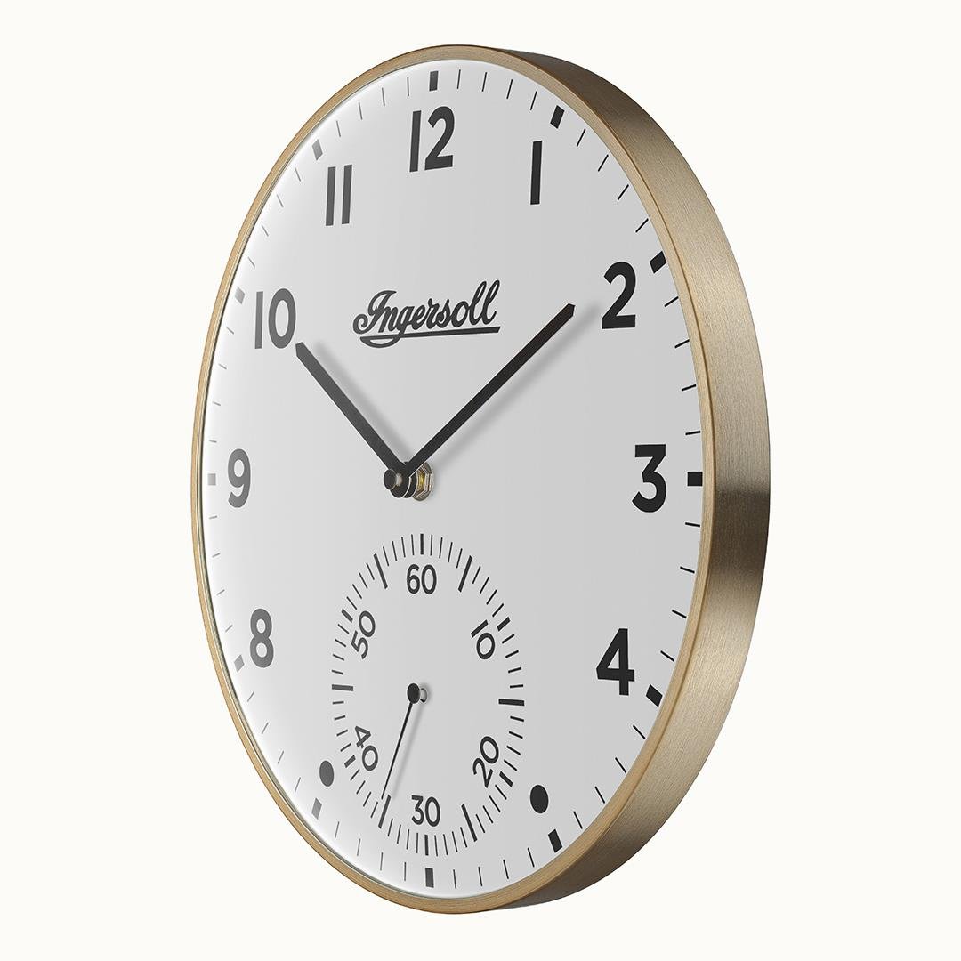 IC003GW INGERSOLL QUARTZ 30CM WALL CLOCK - GOLD/WHITE