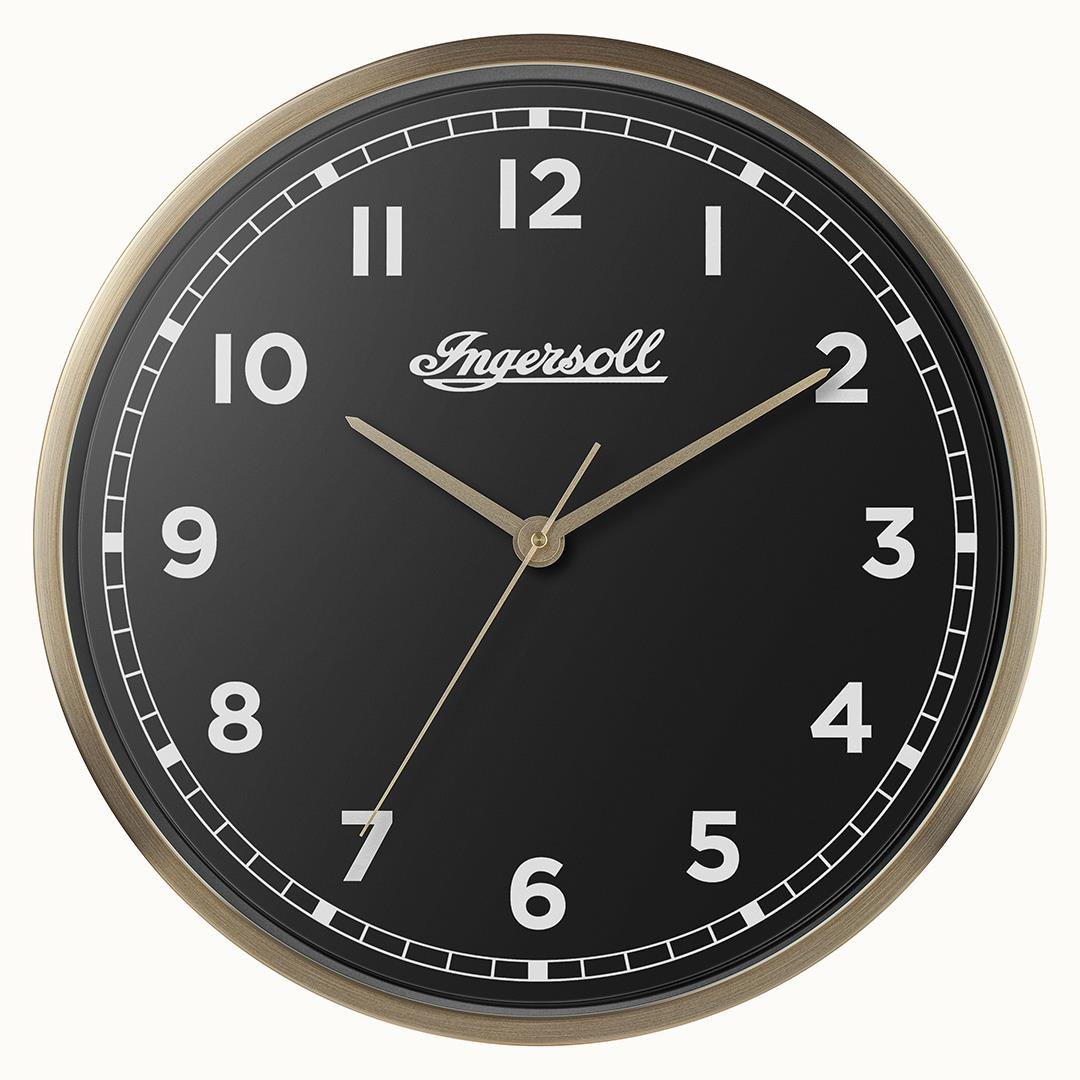 IC002GB INGERSOLL QUARTZ 45CM WALL CLOCK - GOLD/WHITE