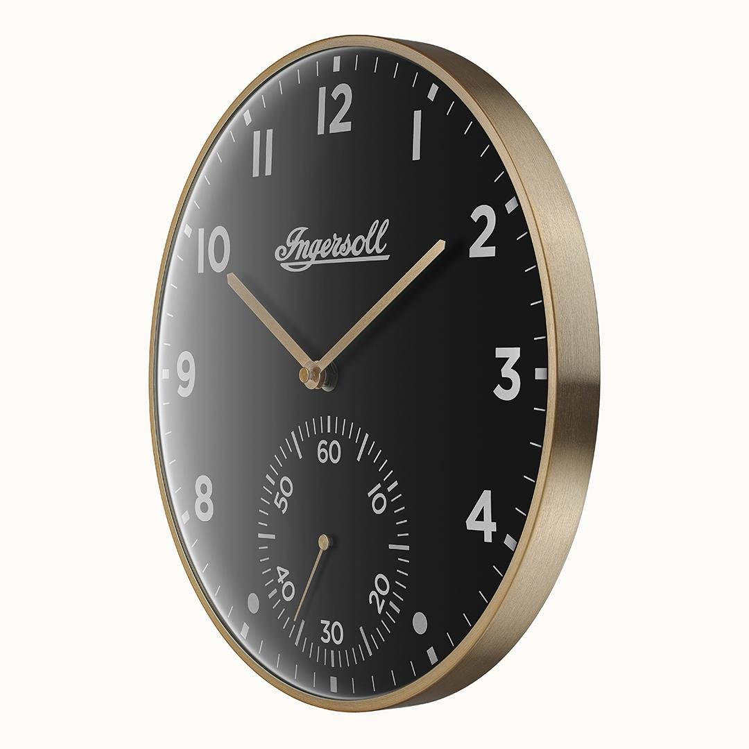 IC003GB INGERSOLL QUARTZ 30CM WALL CLOCK - GOLD/BLACK