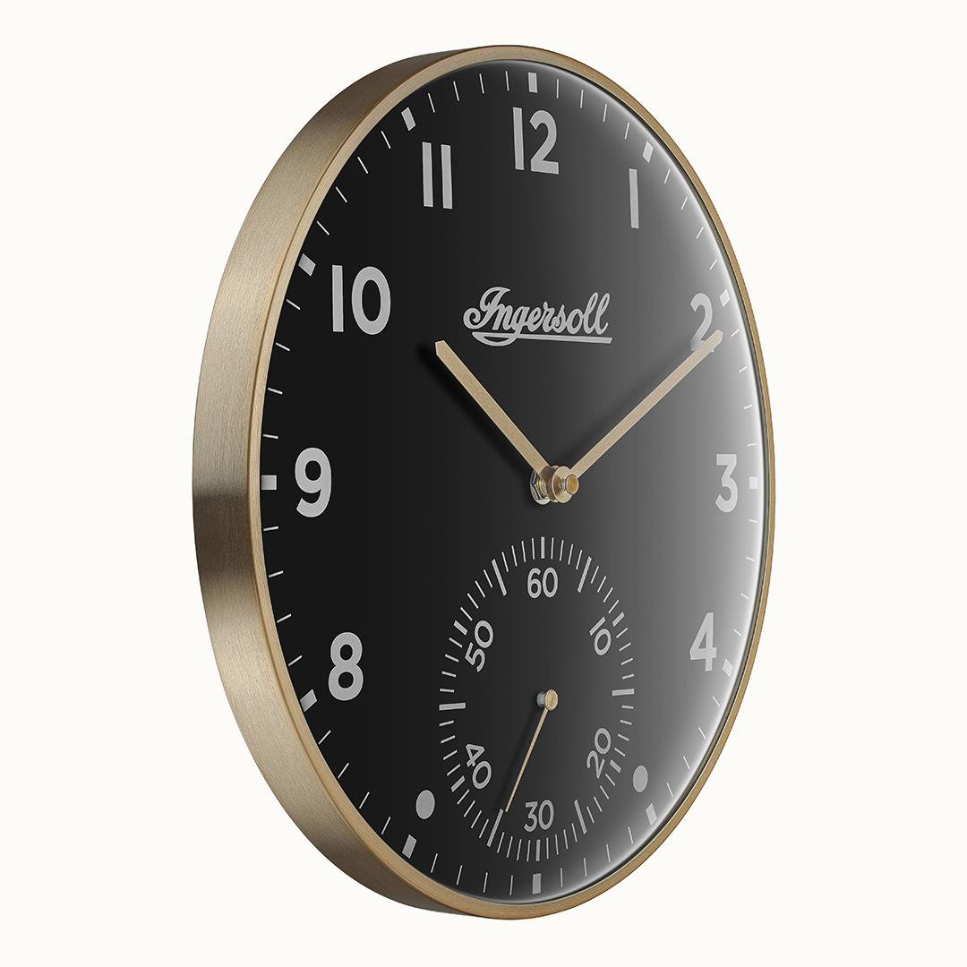 IC003GB INGERSOLL QUARTZ 30CM WALL CLOCK - GOLD/BLACK